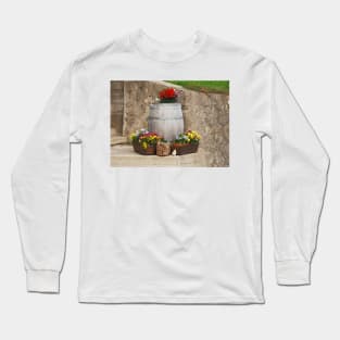 Pansies and Wooden Barrel 1 Long Sleeve T-Shirt